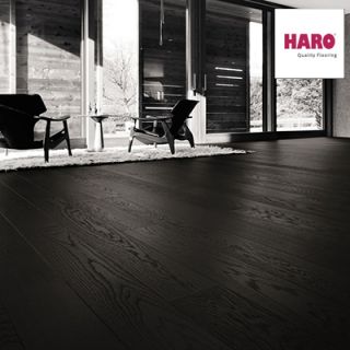 529066 Haro Parquet - Planche large à l'ancienne série 4000 - Chêne Noir Charbon - selectiv brossé 4V huilé  Oléovera