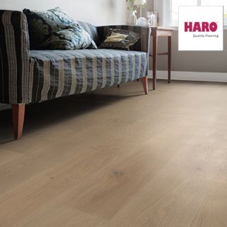 538943 Haro Parquet - Planche large à l'ancienne série 4000 - Chêne gris sable markant -  brossé 4V Huilé Naturalin +