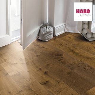 548023 Haro Parquet - Planche large à l'ancienne série 4000 - Chêne fumé léger - sauvage brossé 4V huilé Naturalin +