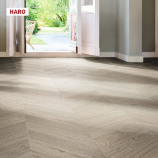 HARO Sol Stratifié TRITTY 200 Aqua Chevron 4VM Chêne Gris