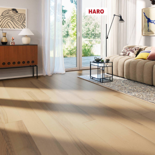 HARO PARQUET 4000 Planche large à l'ancienne 180 4V  Frêne pastel crème Universal brossé vernis