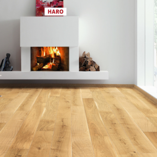 547503 Haro Parquet - Planche large à l'ancienne série 4000 - Chêne Markant brossé 4 V verni Naturadur