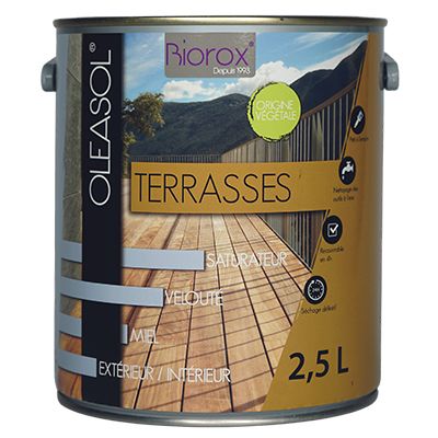 OLEASOL Terrasses - Saturateur Bois Extérieur 2.5L Incolore - Biorox
